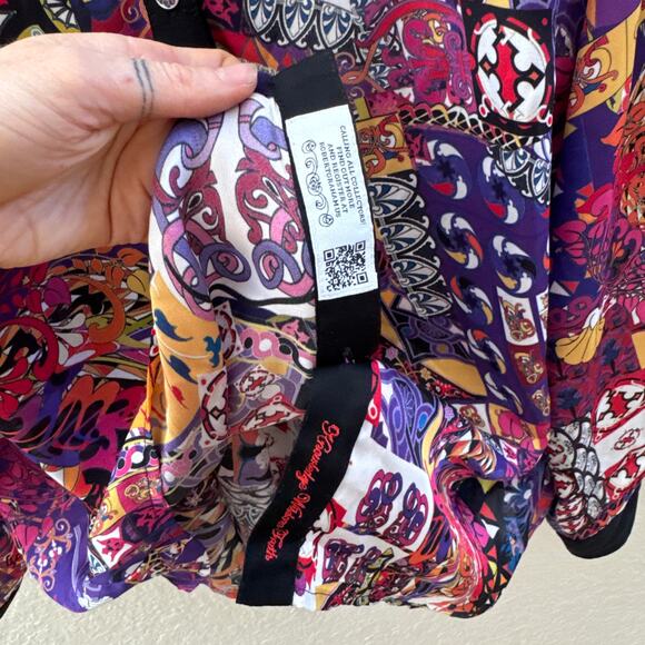 Robert Graham 100% Silk Long Sleeve Printed Button Down Blouse - Picture 5 of 5